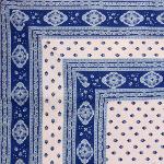 Nappe Carre Ecru/Bleu joli motif Provenal "Esterel"