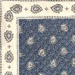 Chemin de table matelass Bleu motif "Lotus" 45x150 cm