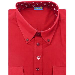 Chemise Camarguaise manches longues rouge motifs Gardiano