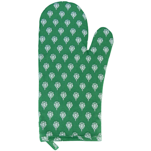 Gant de cuisine en tissu Provençal Vert motif Indianaire
