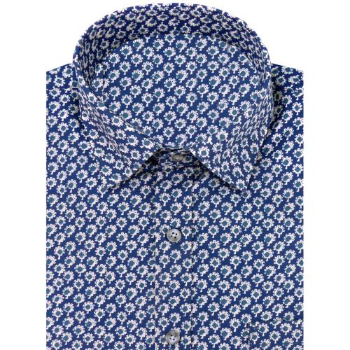 Chemise Bleue Provençale manches longues motif Viro