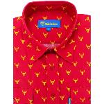 Chemise Camarguaise manches longues rouge motifs taureaux