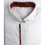 Chemise Provençale manches longues uni blanc cachemire rouges