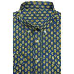 Chemise coton Provençale Bleue/jaune motif Lotus