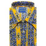 Chemise provençale Gardian bleue/jaune motif écusson