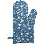 Gant de cuisine en tissu Provençal Bleu motif Flors