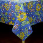 Nappe Carrée Coton Bleue motif Provençal "Bambou"