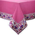 Nappe Carrée Coton Rose galon Provençal "Champêtre"