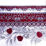 Nappe Rouge Rectangulaire Coton Placée motif "Dentelle"