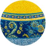 Nappe Ronde Jaune 180 cm joli motif Provençal "Haveli