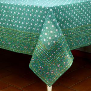 Nappe Rectangulaire 160 x 200 cm Verte motif Fleurettes