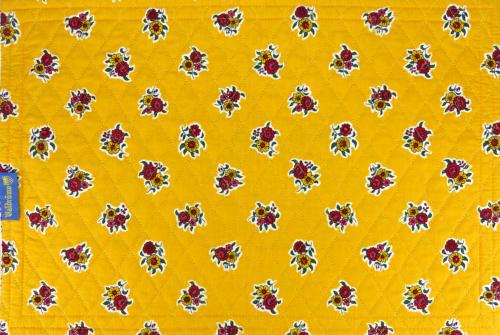 Set de table réversible coton motif Fleurs et uni Jaune