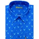 Chemise Camarguaise manches longues bleue motifs taureaux