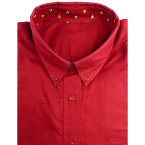 Chemise Provençale manches longues uni rouge motifs abeilles