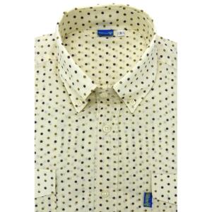 Chemise coton homme manches longues beige à pois