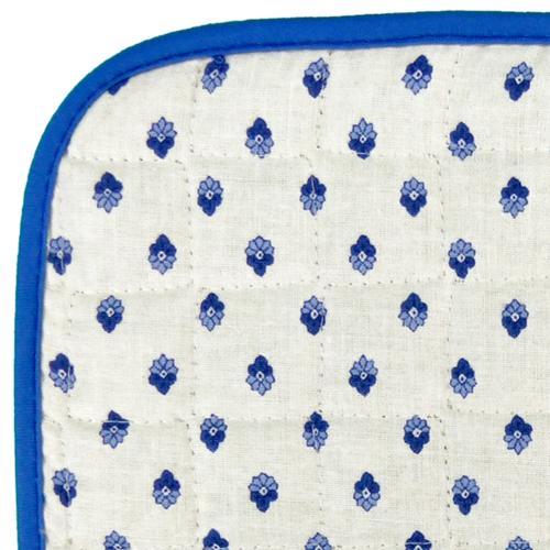 Manique en tissu Provençal Écru/Bleu motif Estérel