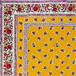 Nappe Carrée Coton Jaune motif Provençal "Fleurettes"