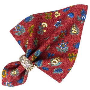 Tissu Voile De Coton Fleurs Brodées Sur Fond Bleu Denim - Par 10 Cm