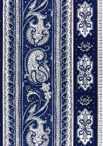 Bande Galon découpé 14 cm Tissu 100% coton Bleu motif Bastidin