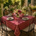 Nappe Carrée Coton Cassis motif Provençal "Colombes"