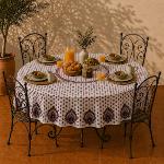 Nappe Ronde Écrue Rouge 180 cm joli motif Provençal "Indianaire"