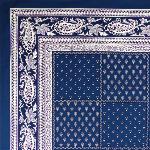 Nappe Rectangulaire Provençale bleue motifs blancs
