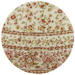 Nappe Ronde Beige 180 cm joli motif Provençal "Champêtre
