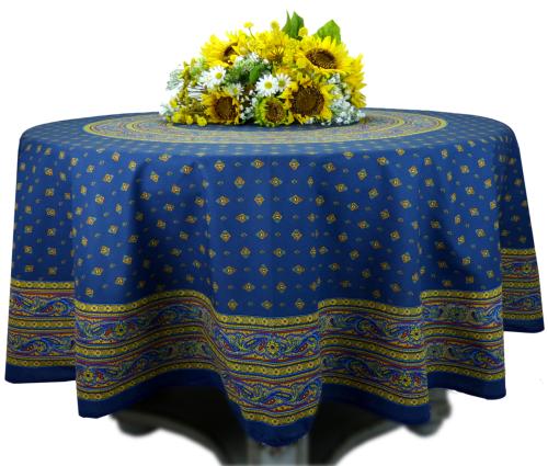 Nappe Ronde Bleue 180 cm joli motif Provençal "Calissons