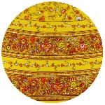 Nappe Ronde Jaune 180 cm joli motif Provençal "Champêtre"