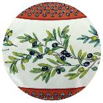 Nappe Ronde Terracotta COTON ENDUIT motif «Bastide»