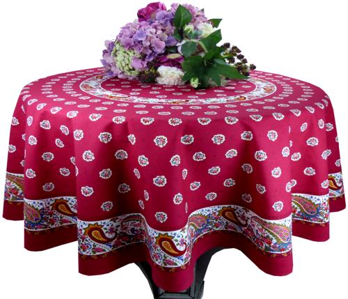 Nappe Ronde Rouge Cosmos 175 cm joli motif Provençal