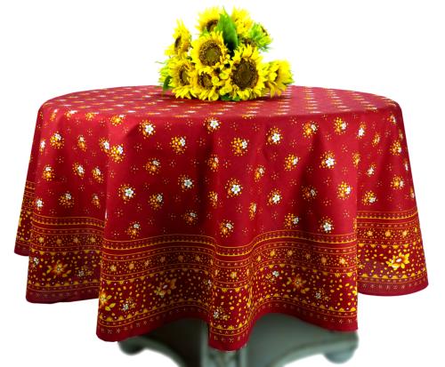 Nappe Ronde Rouge 180 cm joli motif Provençal "Farandole