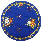 Sous verre tissu matelassé 12 cm bleu motif Farandole
