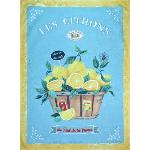 Torchon de cuisine 47 x 67 cm motif "Citrons de Provence" Vert Sauge