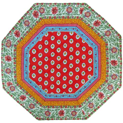 Set de table matelassé Octogonal 35X35 Rouge motif Gordes