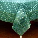 Nappe Rectangulaire 160 x 200 cm Verte motif Fleurettes