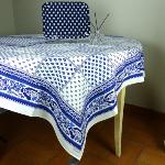 Nappe Rectangulaire Provençale Blanche motifs bleus
