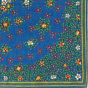 Foulard Provençal Farandole cyan 40x40 cm
