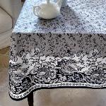 Nappe Rectangulaire Coton Grise motif "Champêtre"