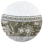 Nappe Ronde Taupe 180 cm joli motif Provençal "Haveli