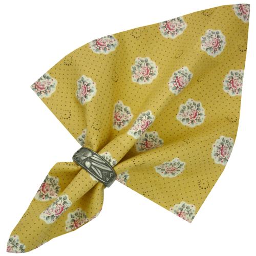 Serviette de table tissu Provençal Jaune Curry motif Fleurette