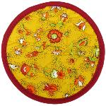 Sous verre tissu matelassé 12 cm Jaune/Rouge Champêtre