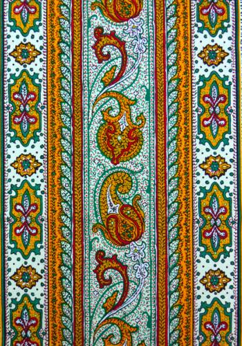 Bande Galon découpé 17 cm Tissu Vert/Or motif Bastidin