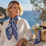 Foulard Provençal Indianaire Blanc et Bleu