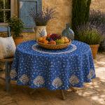 Nappe Ronde Bleue 180 cm joli motif Provençal "Indianaire"