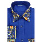 Chemise Provençale uni bleue motifs Farandole