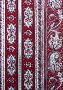 Tissu Provençal 100% coton en bande Laize 170 cm Rouge/Blanc