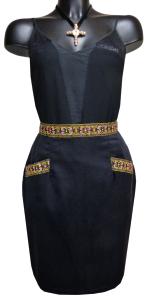 Jupe velours Mi-Longue Noire motif Cachemire