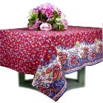 Nappe Grenat Rectangulaire Coton Placée motif "Champêtre"