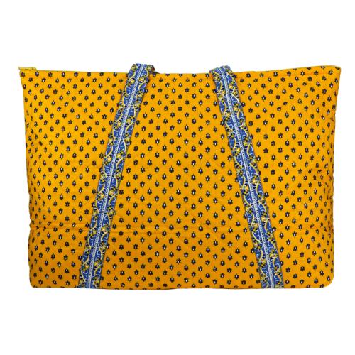 Sac shopping Femme en tissu matelassé jaune motif lavande